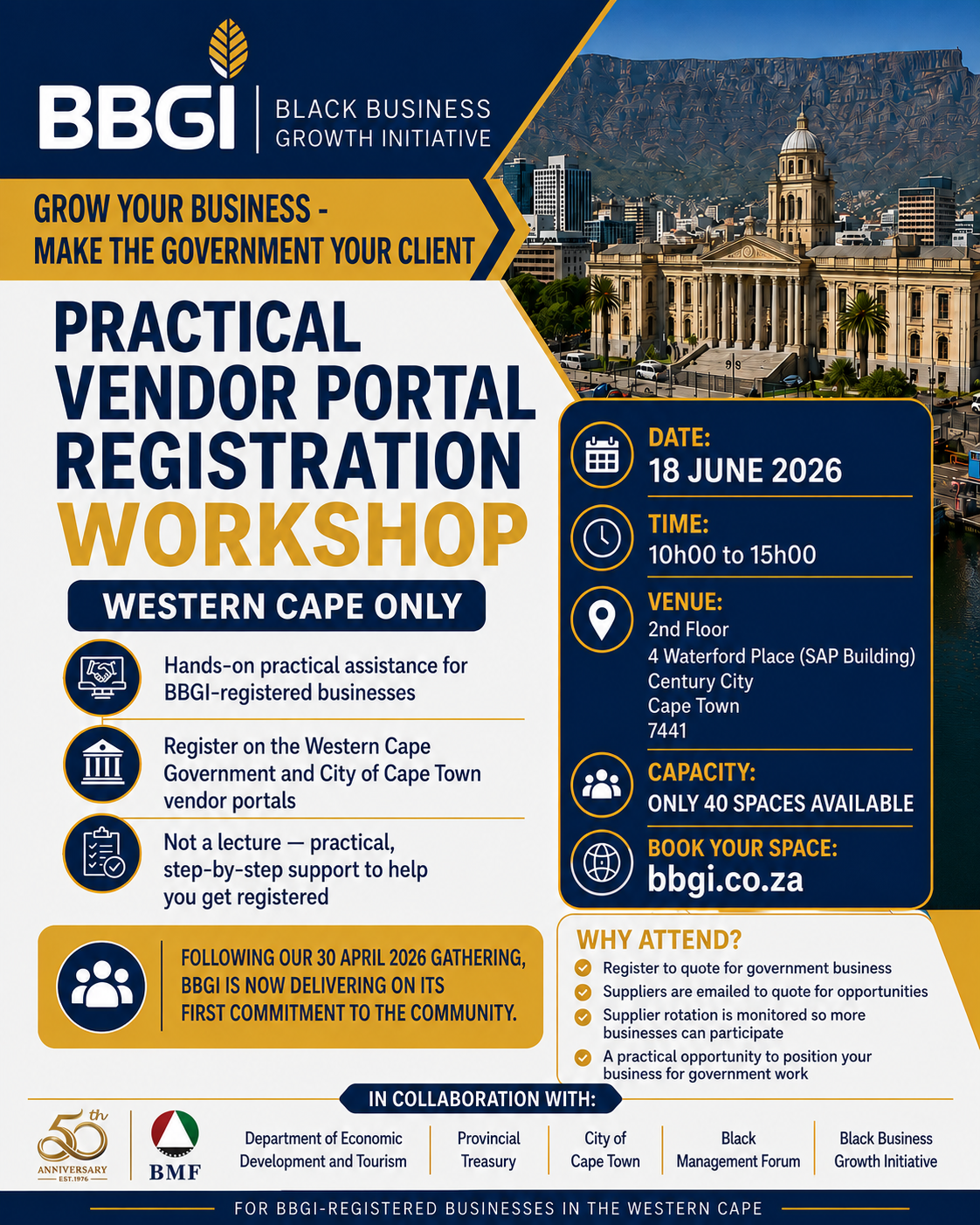 Business Registration on the WC Government's vendor portals - a Practical Workshop image by Mr S Ndwandwa